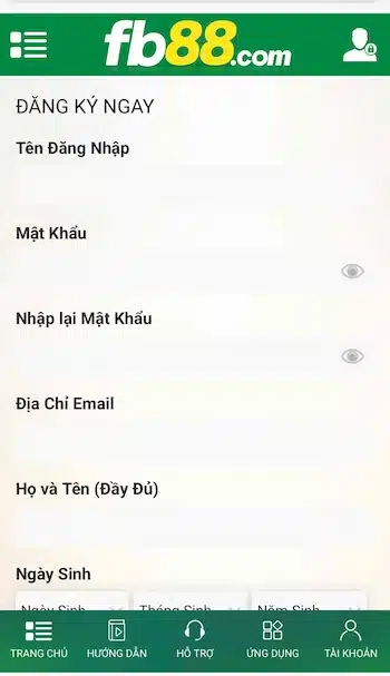 Cung cấp thông tin đăng ký FB88