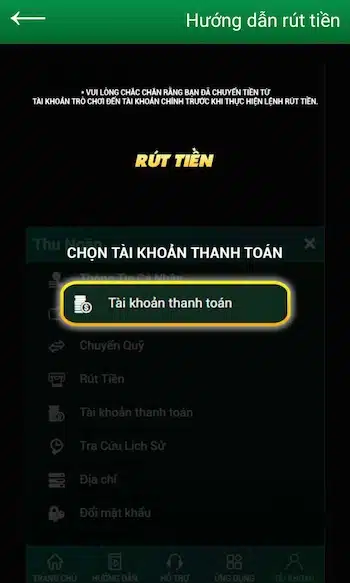 Truy cập vào tài khoản thanh toán